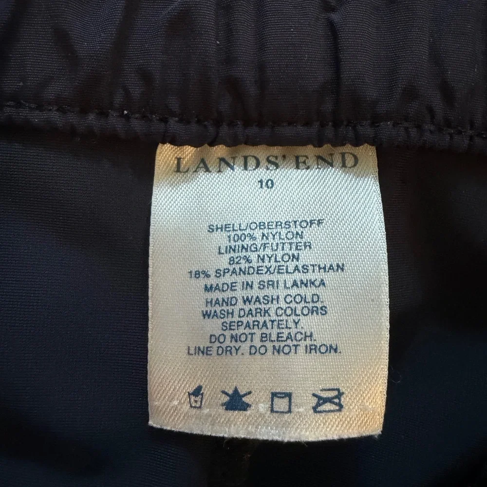 Lands' End Swim Skirt Women 10 Navy Blue Built-in Brief Side Zip Beachwear Vacay